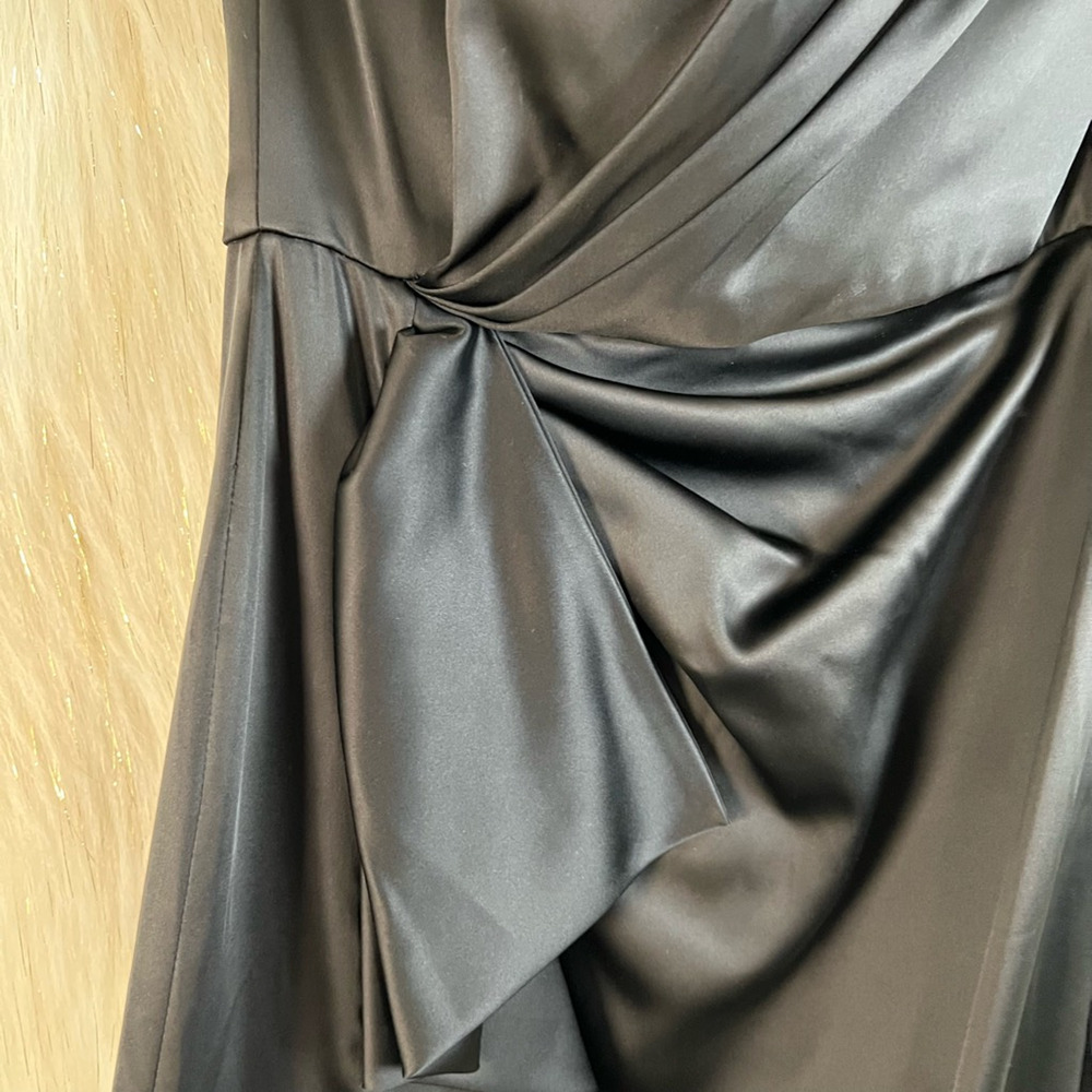White House Black Market Womens Sheath Dress Slit Ruched Strapless Zip 2 - Picture 3 of 6